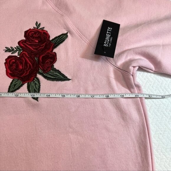 NWOT Brunette the Label Oversized Pink Embroidered Hoodie Size XS… - Picture 9 of 10